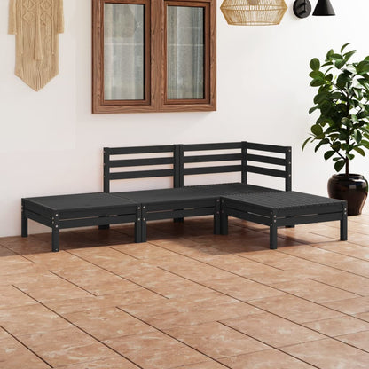 vidaXL Salon de jardin 4 pcs Bois de pin massif Noir