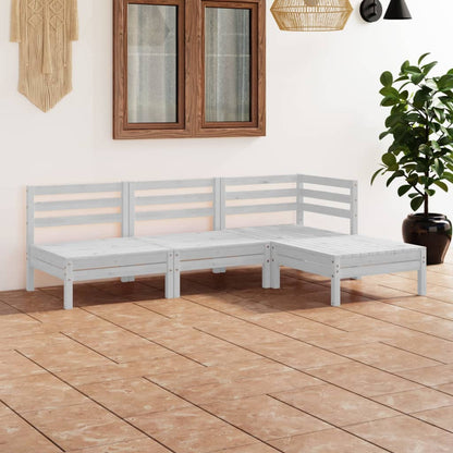vidaXL Salon de jardin 4 pcs Bois de pin massif Blanc