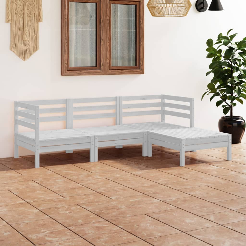 vidaXL Salon de jardin 4 pcs Bois de pin massif Blanc
