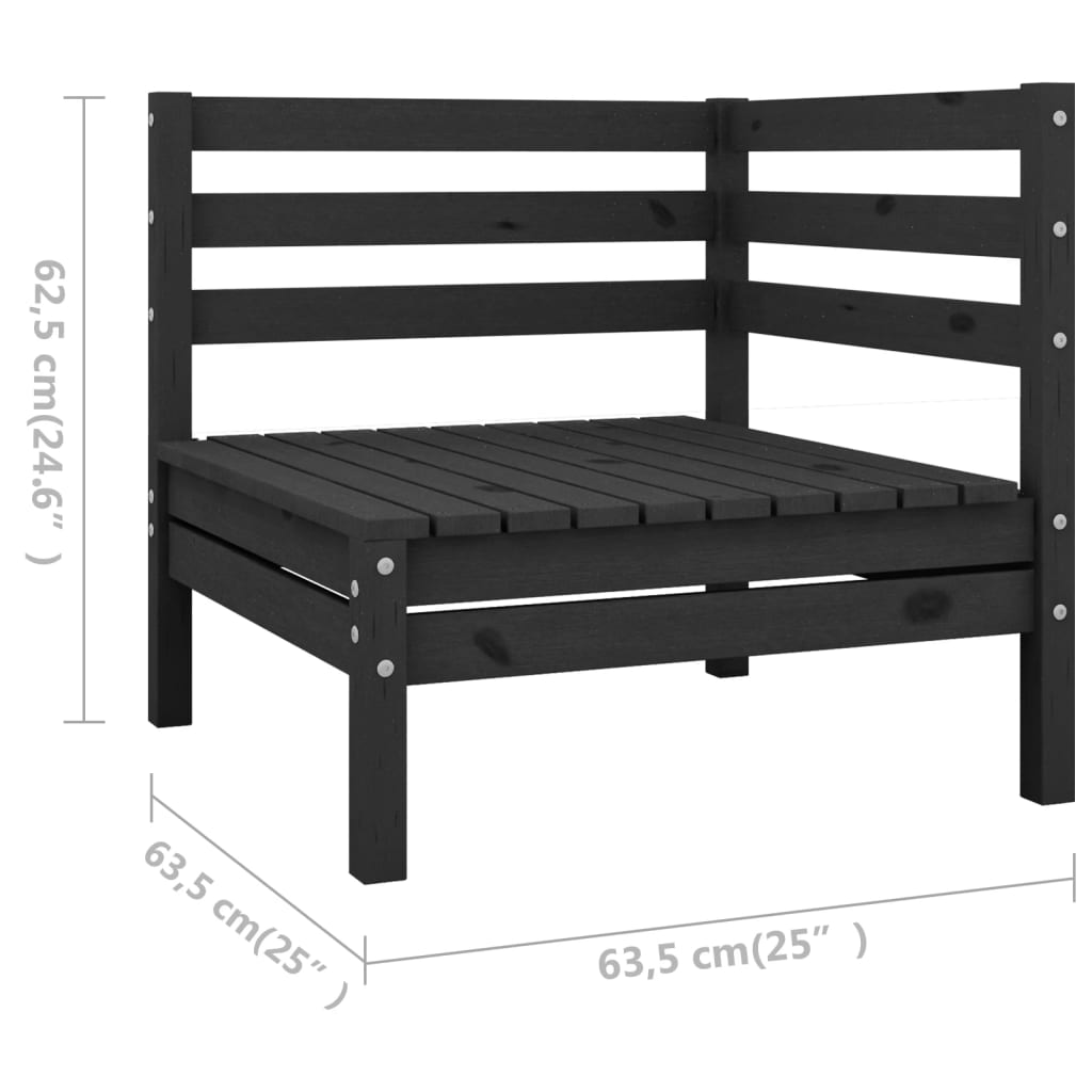 vidaXL Salon de jardin 4 pcs Bois de pin massif Noir