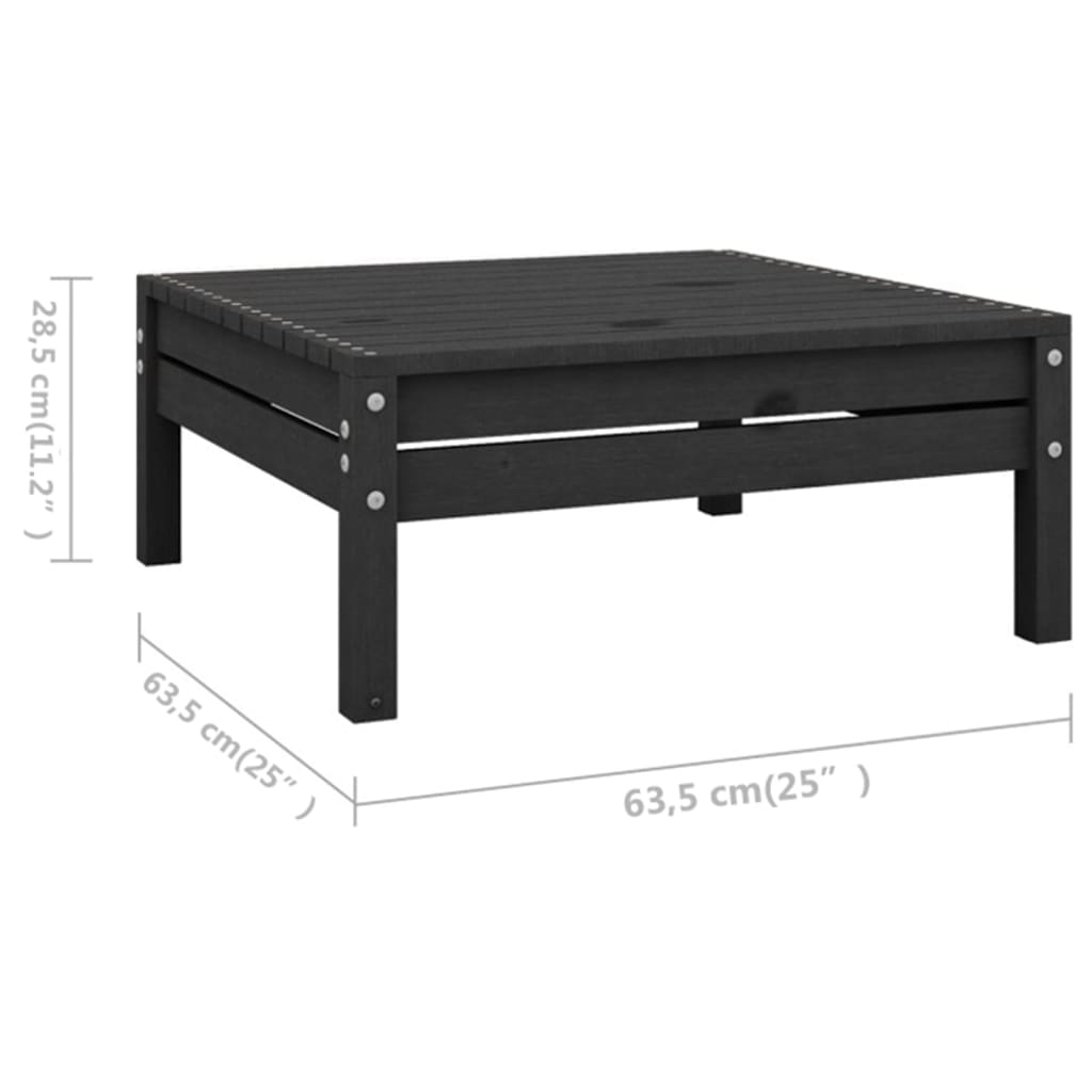 vidaXL Salon de jardin 4 pcs Bois de pin massif Noir
