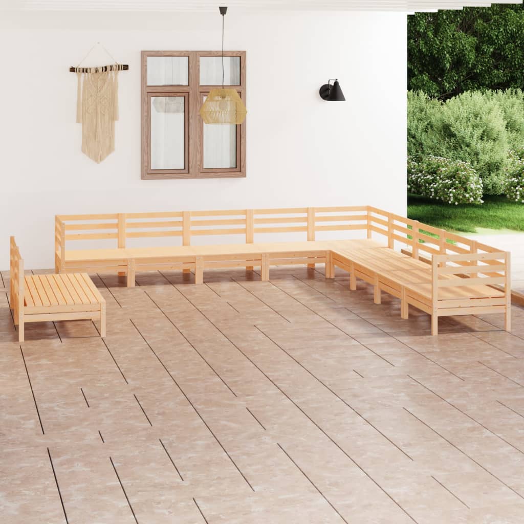 11-tlg. Garten-Lounge-Set Massivholz Kiefer