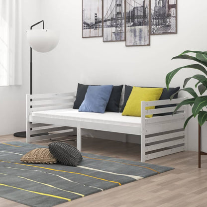 vidaXL Lit de repos avec matelas 90x200 cm Bois de pin massif Blanc
