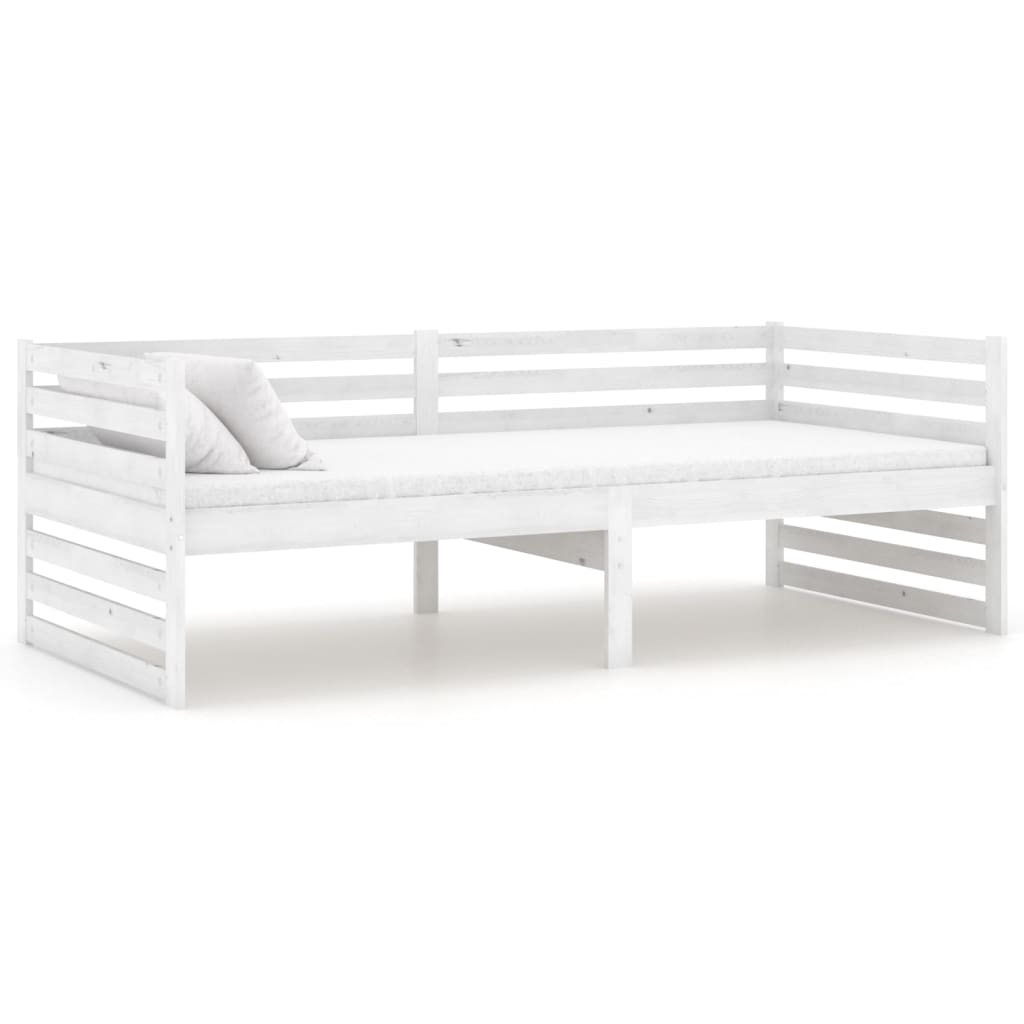 vidaXL Tagesbett mit Matratze 90x200 cm Weiß Kiefer Massivholz