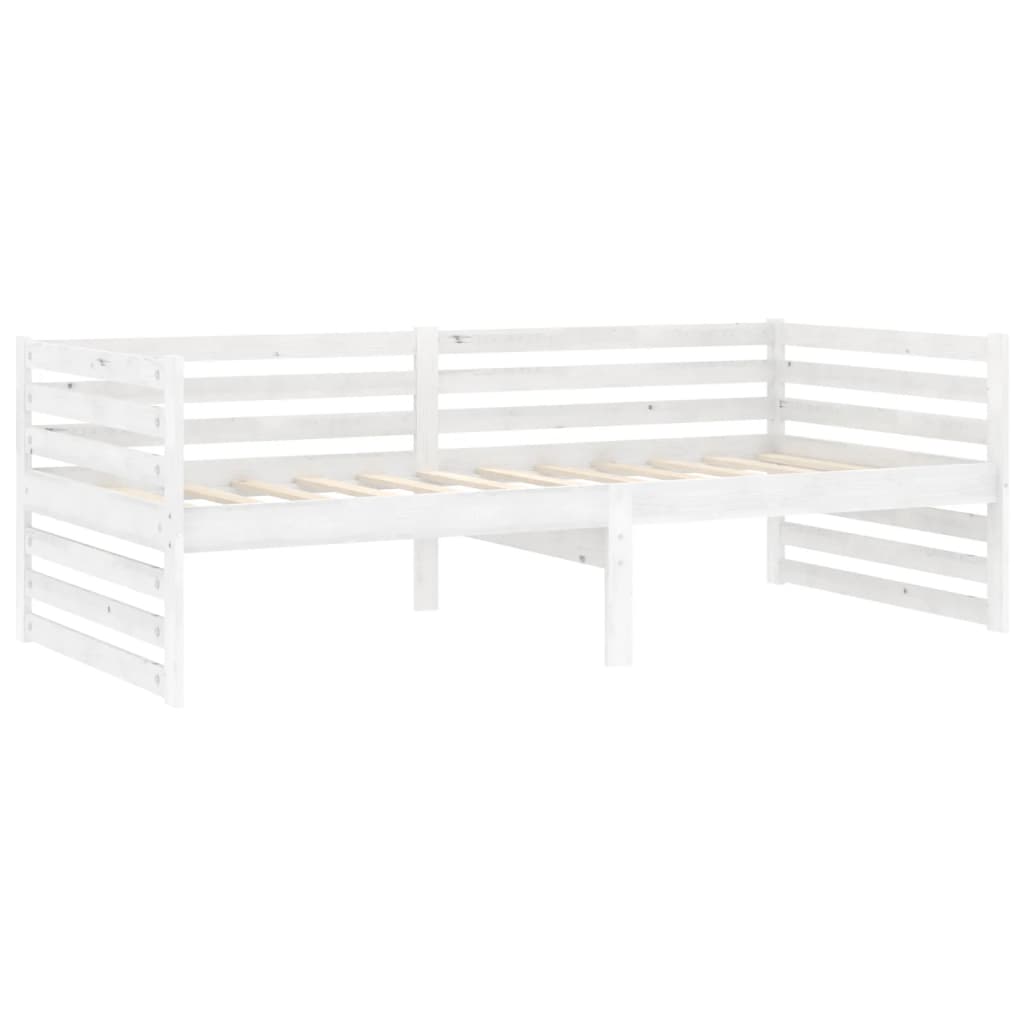 vidaXL Tagesbett mit Matratze 90x200 cm Weiß Kiefer Massivholz
