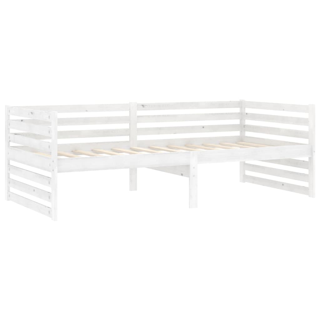 vidaXL Tagesbett mit Matratze 90x200 cm Weiß Kiefer Massivholz