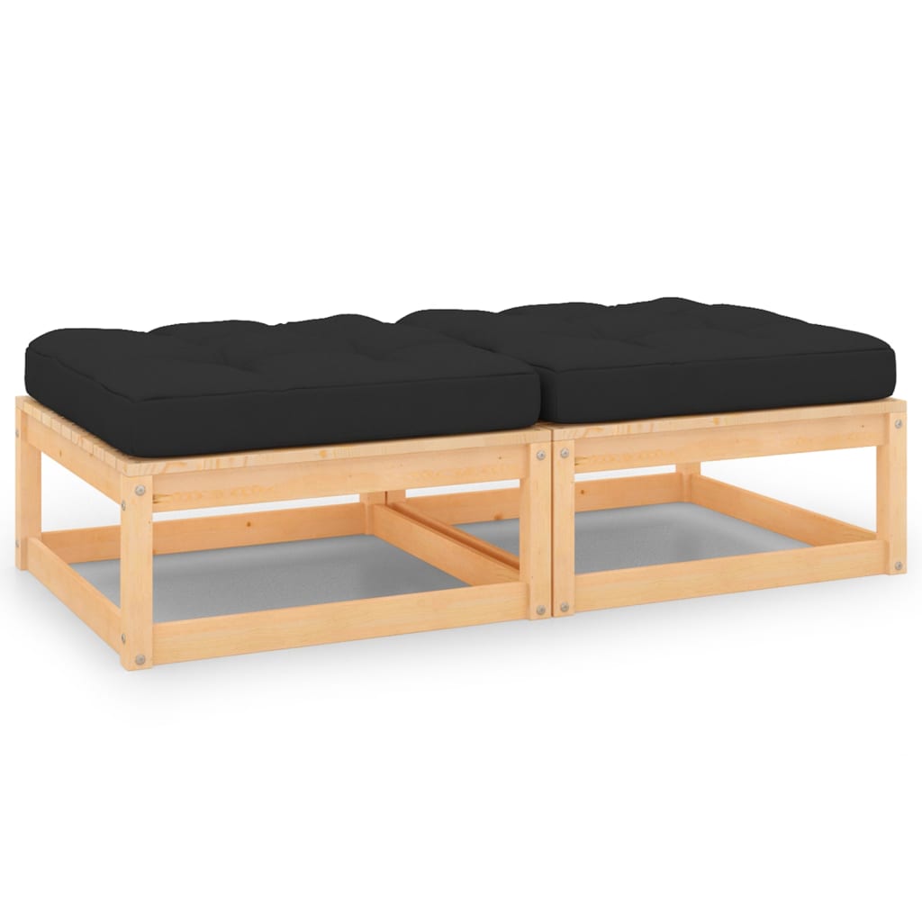 vidaXL Repose-pieds de jardin avec coussins 2 pcs Bois de pin massif