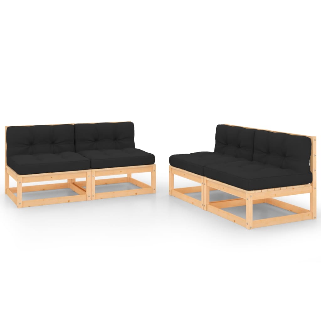 vidaXL 4-tlg. Garten-Lounge-Set mit Kissen Massivholz Kiefer