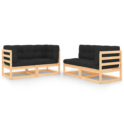 vidaXL Ensemble de salon de jardin 4 pcs avec coussins Bois de pin massif