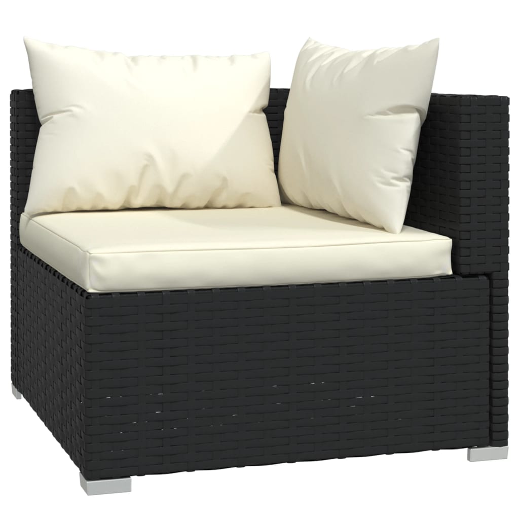 vidaXL 4-tlg. Garten-Lounge-Set mit Auflagen Schwarz Poly Rattan