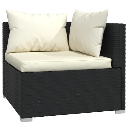 vidaXL 4-tlg. Garten-Lounge-Set mit Auflagen Schwarz Poly Rattan
