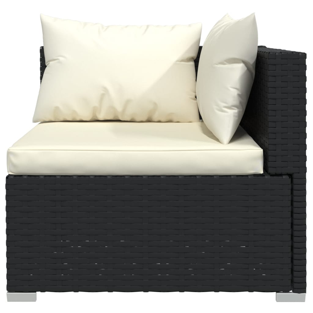 vidaXL 4-tlg. Garten-Lounge-Set mit Auflagen Schwarz Poly Rattan