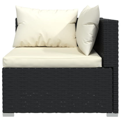 vidaXL 4-tlg. Garten-Lounge-Set mit Auflagen Schwarz Poly Rattan