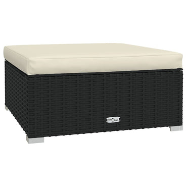 vidaXL Repose-pieds de jardin avec coussin noir 70x70x30 cm en rotin synthétique