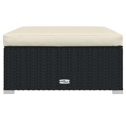 vidaXL Garten-Fußhocker mit Kissen Schwarz 70x70x30 cm Poly Rattan