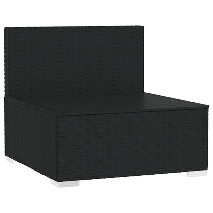 vidaXL Canapé central de jardin avec coussins en résine tressée noire