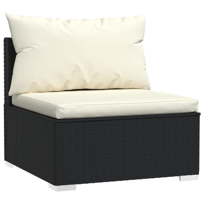 vidaXL Salon de jardin 4 pcs avec coussins Noir Résine tressée