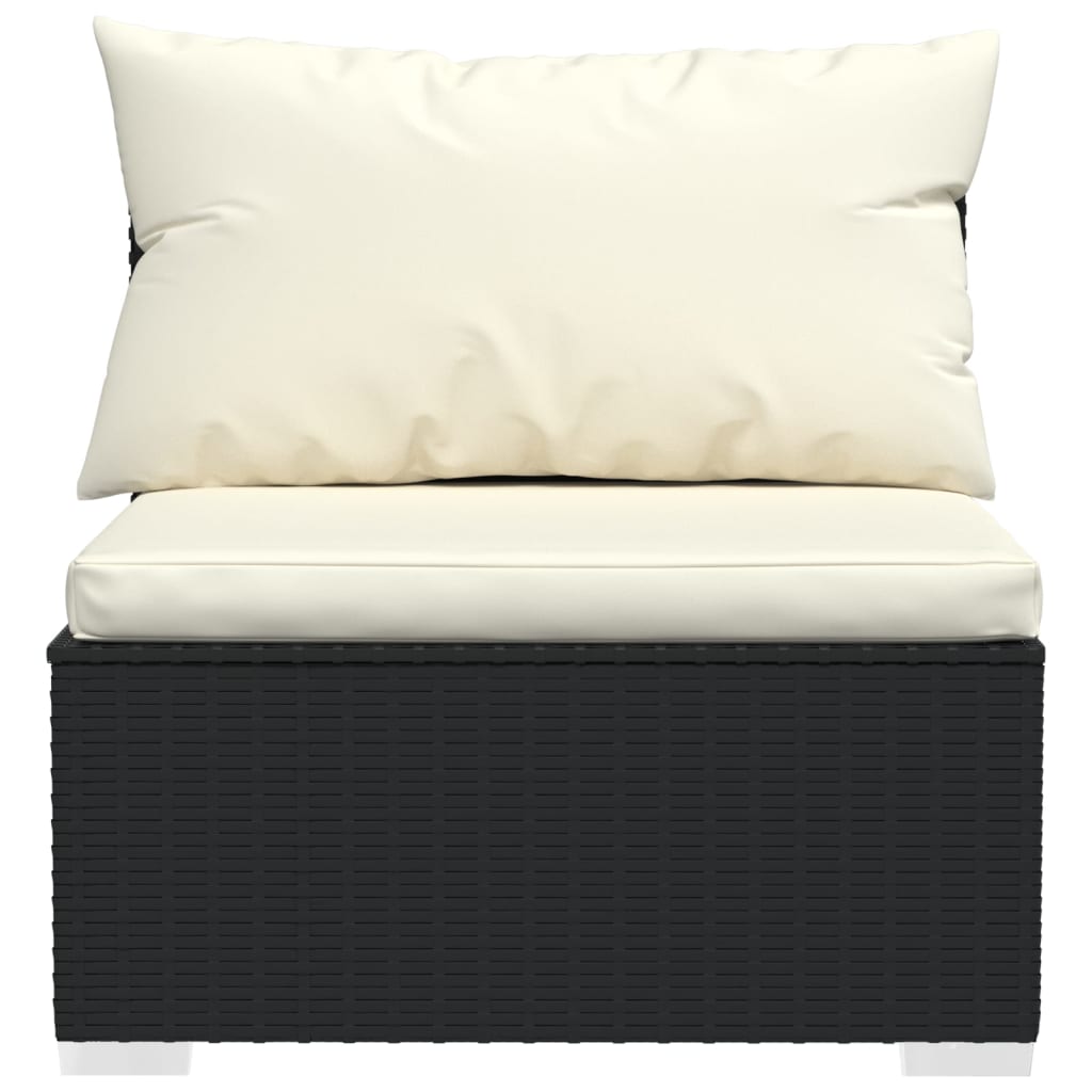 vidaXL Salon de jardin 4 pcs avec coussins Noir Résine tressée