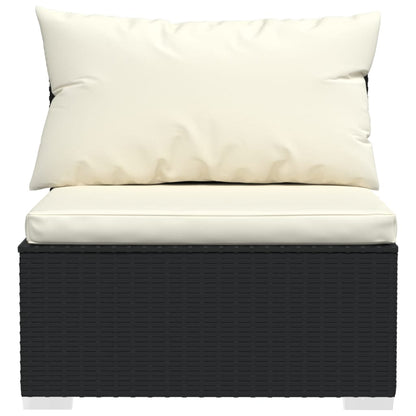 vidaXL Salon de jardin 4 pcs avec coussins Noir Résine tressée