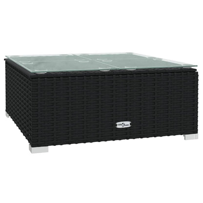 vidaXL Salon de jardin 4 pcs avec coussins Noir Résine tressée