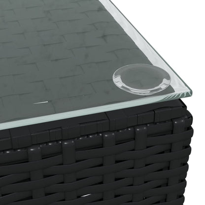 vidaXL Salon de jardin 4 pcs avec coussins Noir Résine tressée