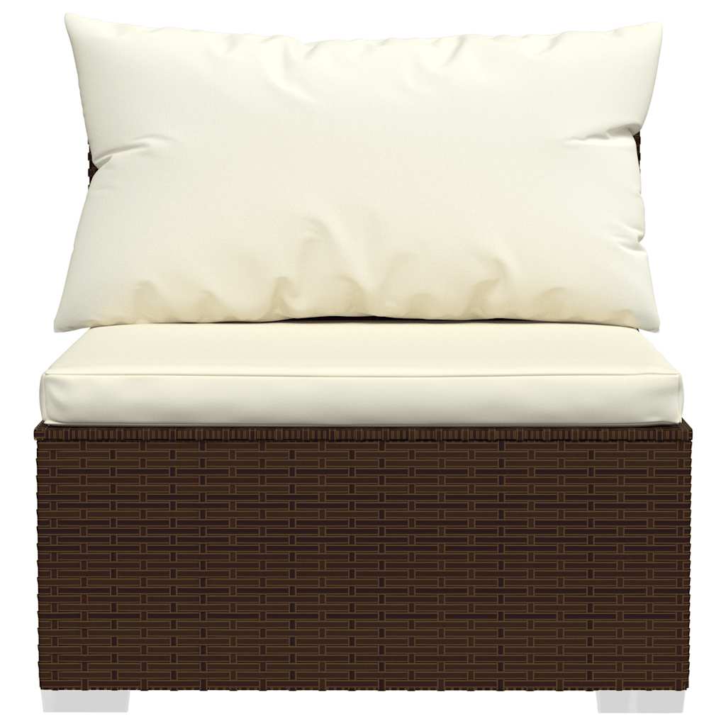 vidaXL Salon de jardin 4 pcs avec coussins résine tressée marron