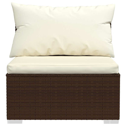 vidaXL Salon de jardin 4 pcs avec coussins résine tressée marron