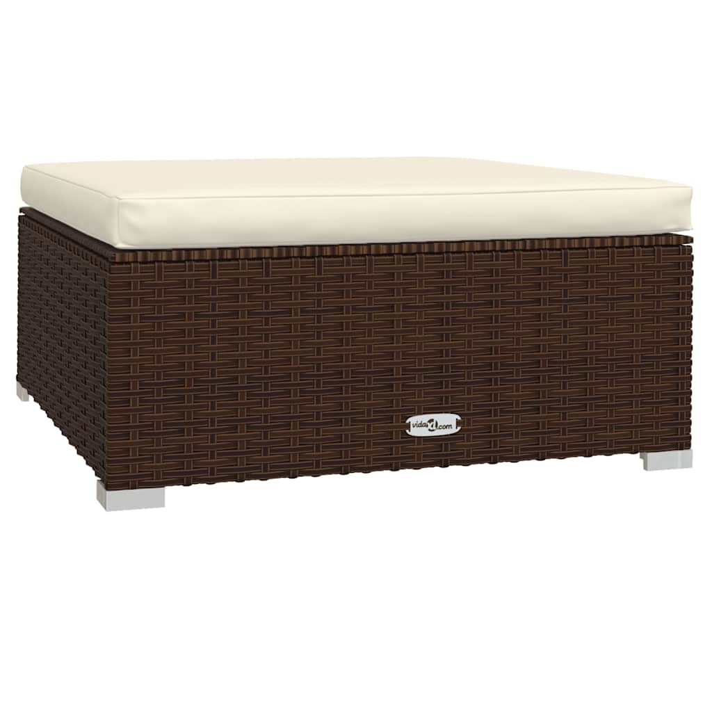 vidaXL Salon de jardin 4 pcs avec coussins résine tressée marron