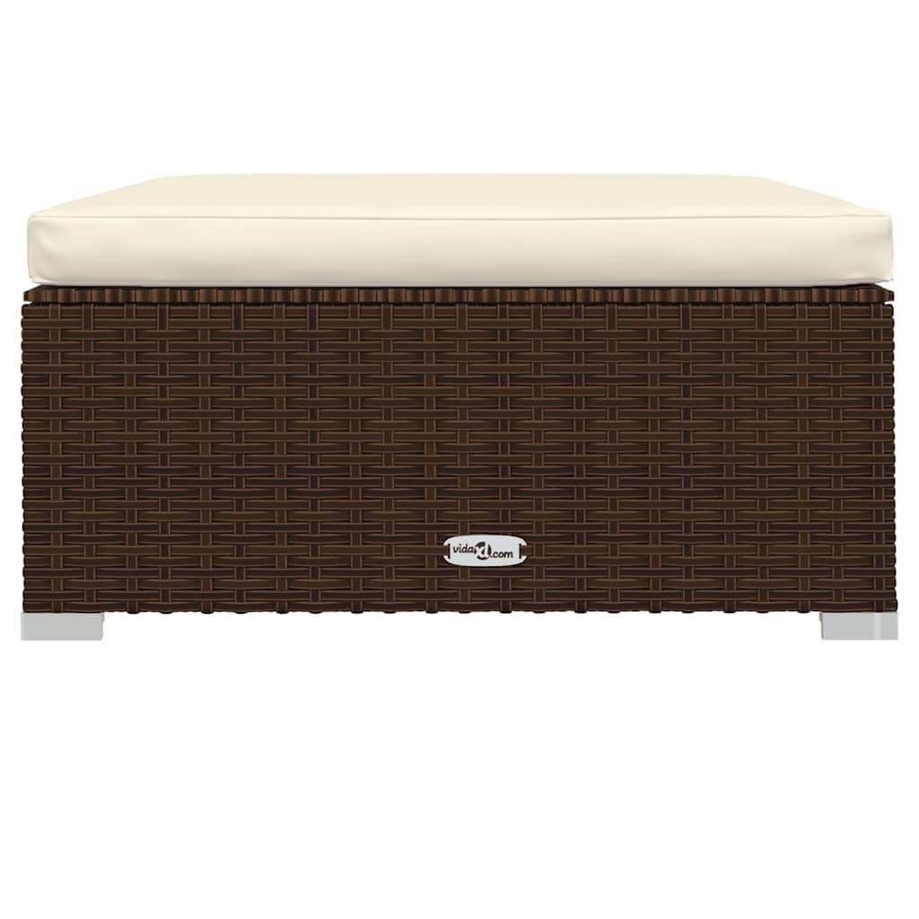vidaXL Salon de jardin 4 pcs avec coussins résine tressée marron