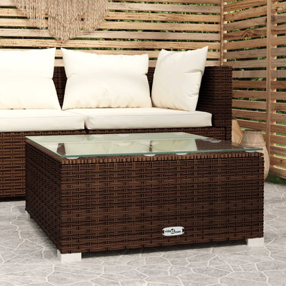vidaXL Table basse de jardin marron 60x60x30 cm résine tressée et verre