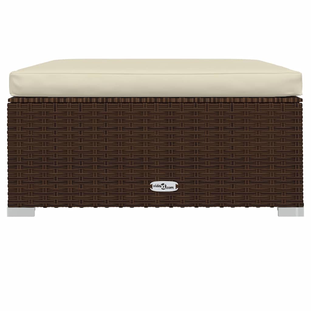 vidaXL Pouf de jardin avec coussin marron 70x70x30 cm en résine tressée