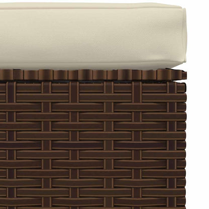 vidaXL Pouf de jardin avec coussin marron 70x70x30 cm en résine tressée