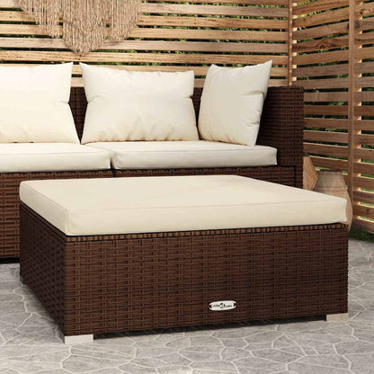 vidaXL Pouf de jardin avec coussin marron 70x70x30 cm en résine tressée