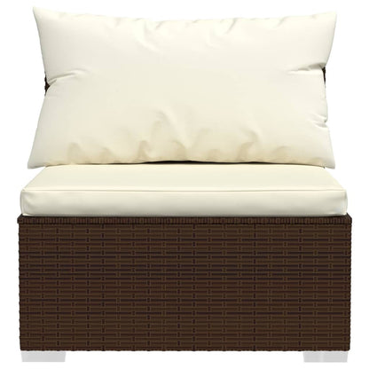 vidaXL 4-tlg. Garten-Lounge-Set mit Kissen Braun Poly Rattan