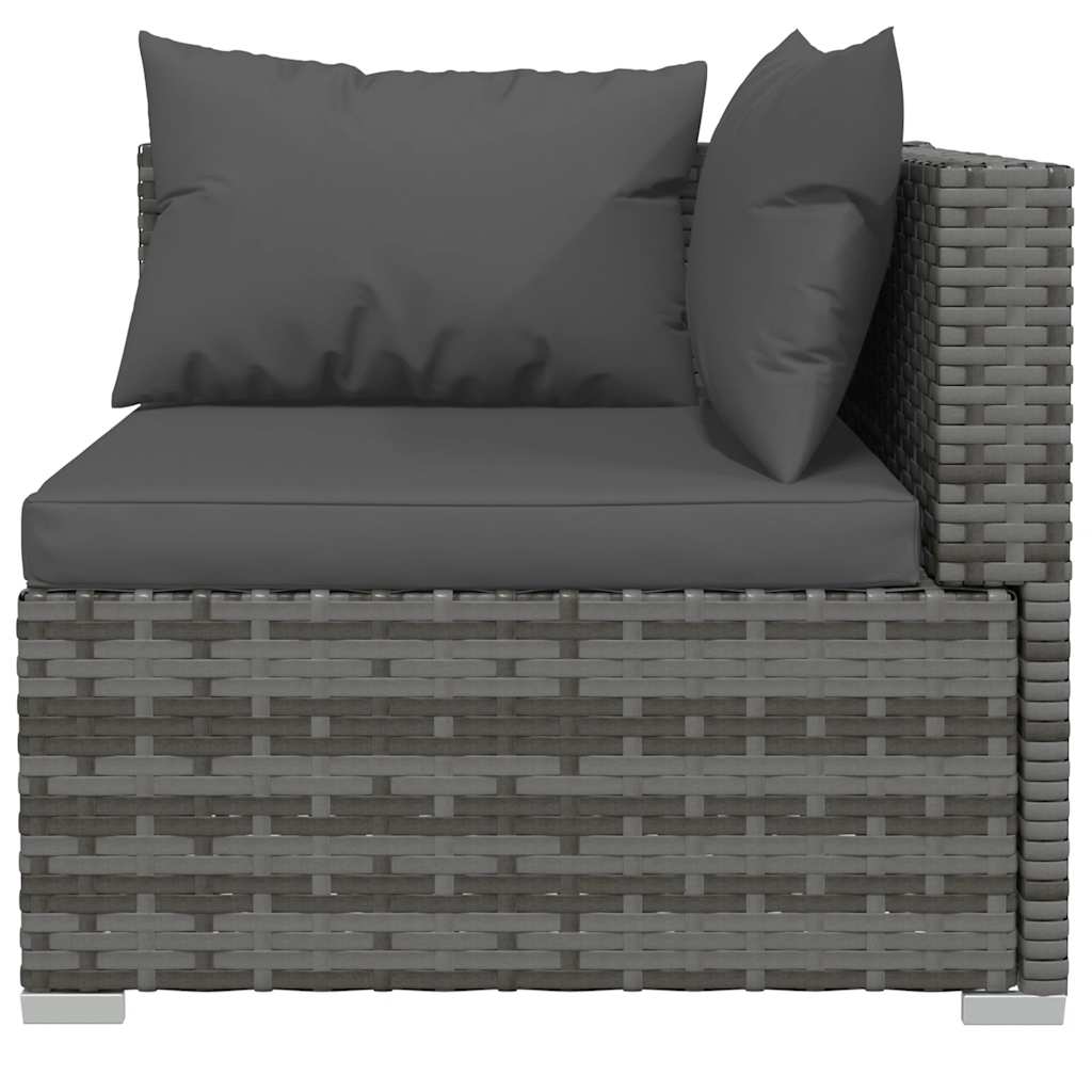 vidaXL Salon de jardin 4 pcs avec coussins Gris Résine tressée