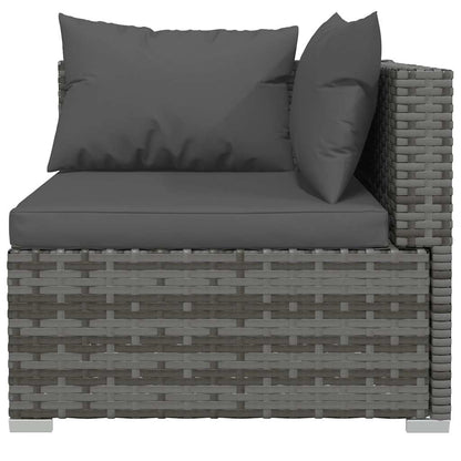 vidaXL Salon de jardin 4 pcs avec coussins Gris Résine tressée