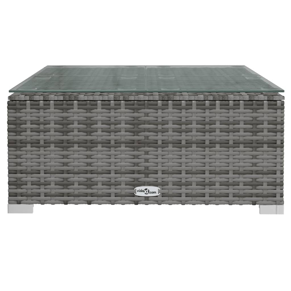 vidaXL Garten-Couchtisch Grau 60x60x30 cm Poly Rattan und Glas