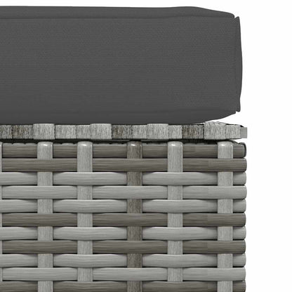 vidaXL Garten-Fußhocker mit Kissen Grau 70x70x30 cm Poly Rattan