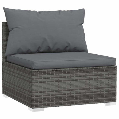 vidaXL Canapé central de jardin avec coussins gris en résine tressée