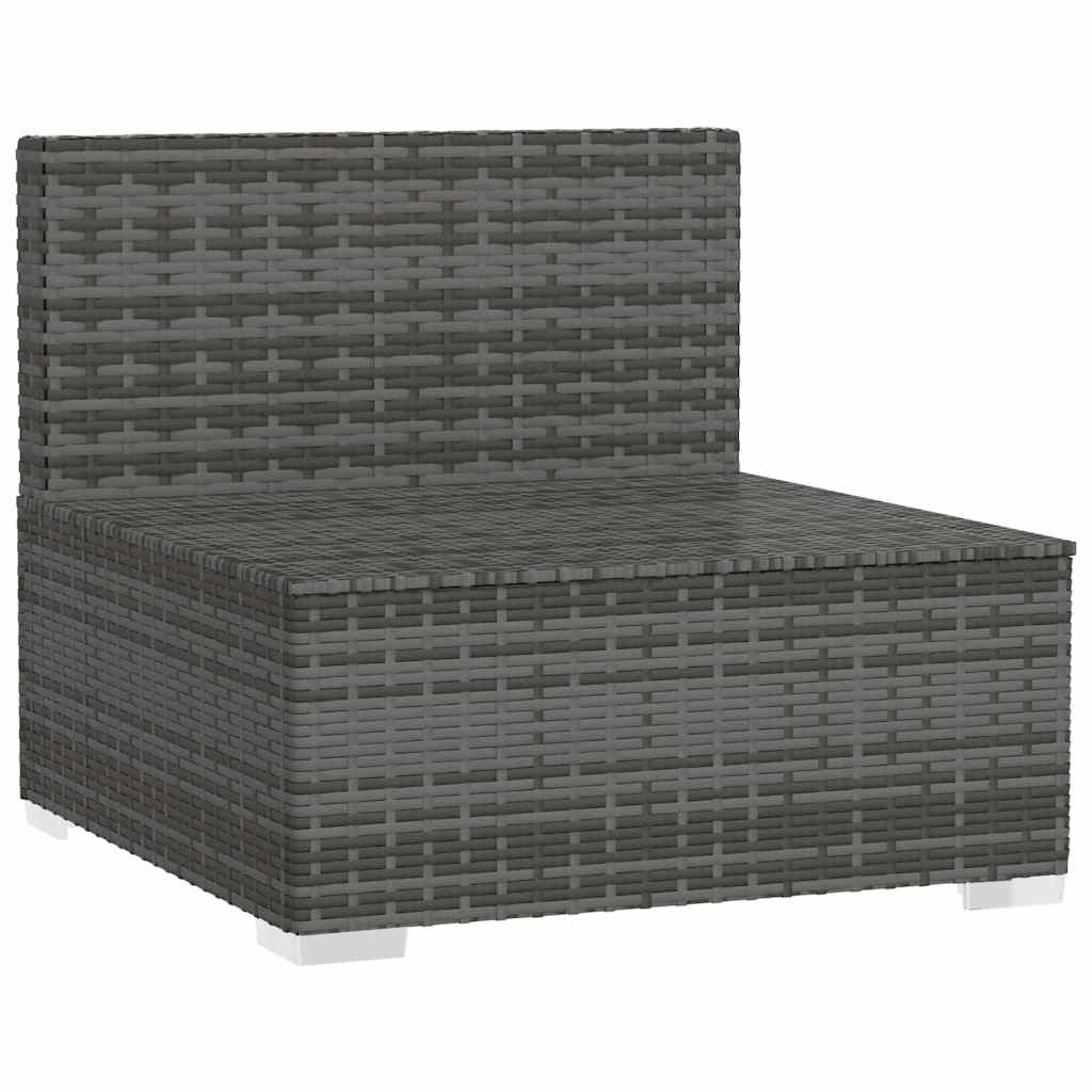 vidaXL Canapé central de jardin avec coussins gris en résine tressée