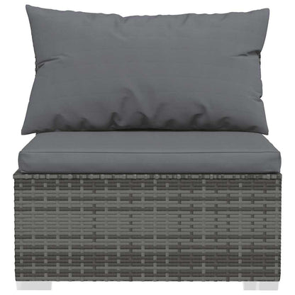 vidaXL Canapé central de jardin avec coussins gris en résine tressée
