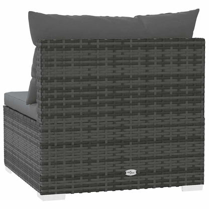 vidaXL Canapé central de jardin avec coussins gris en résine tressée