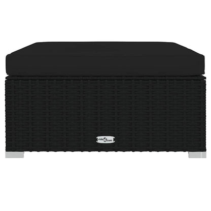 vidaXL Pouf de jardin avec coussin Noir 70x70x30 cm Résine tressée