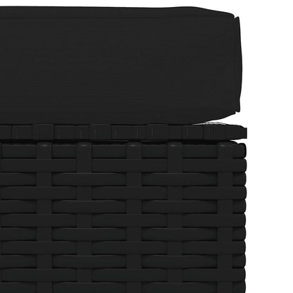 vidaXL Pouf de jardin avec coussin Noir 70x70x30 cm Résine tressée