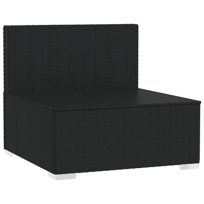 vidaXL Canapé central de jardin avec coussins en résine tressée noire