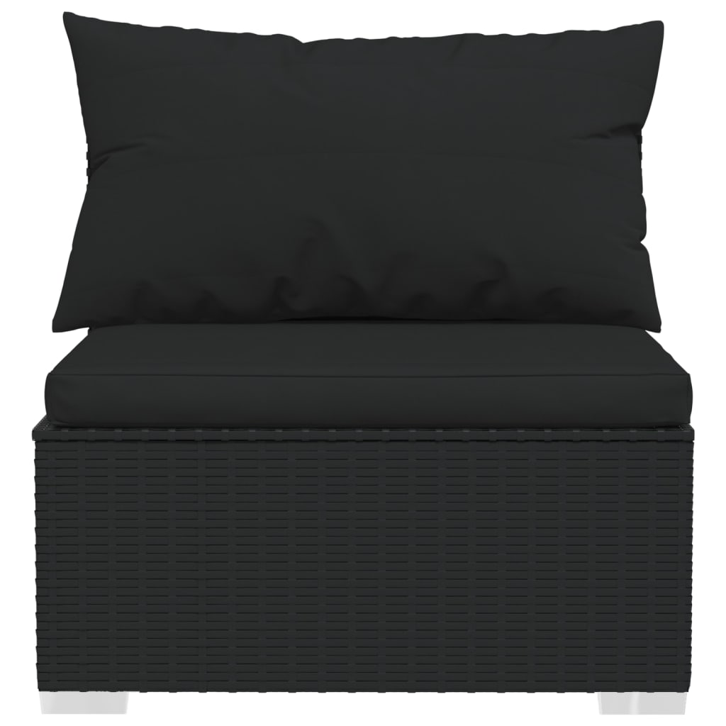 vidaXL Salon de jardin 4 pcs avec coussins Noir Résine tressée