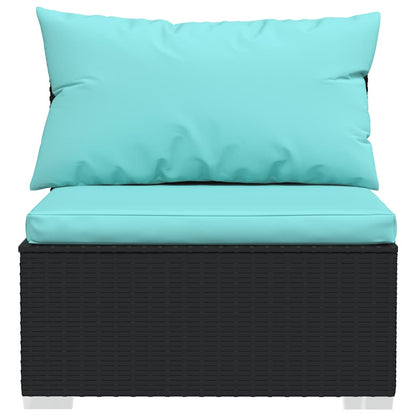 vidaXL Salon de jardin 4 pcs avec coussins Noir Résine tressée