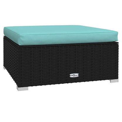 vidaXL Salon de jardin 4 pcs avec coussins Noir Résine tressée