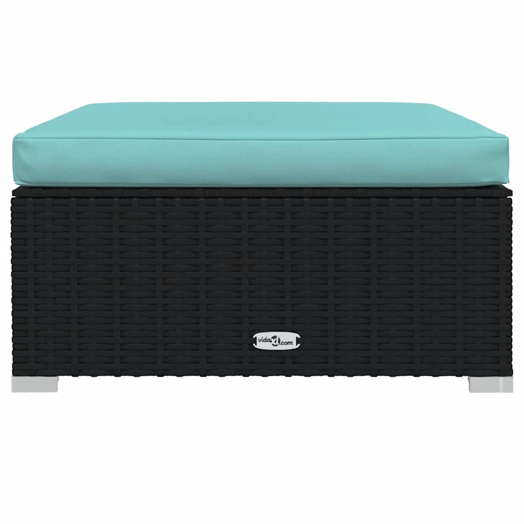 vidaXL Salon de jardin 4 pcs avec coussins Noir Résine tressée