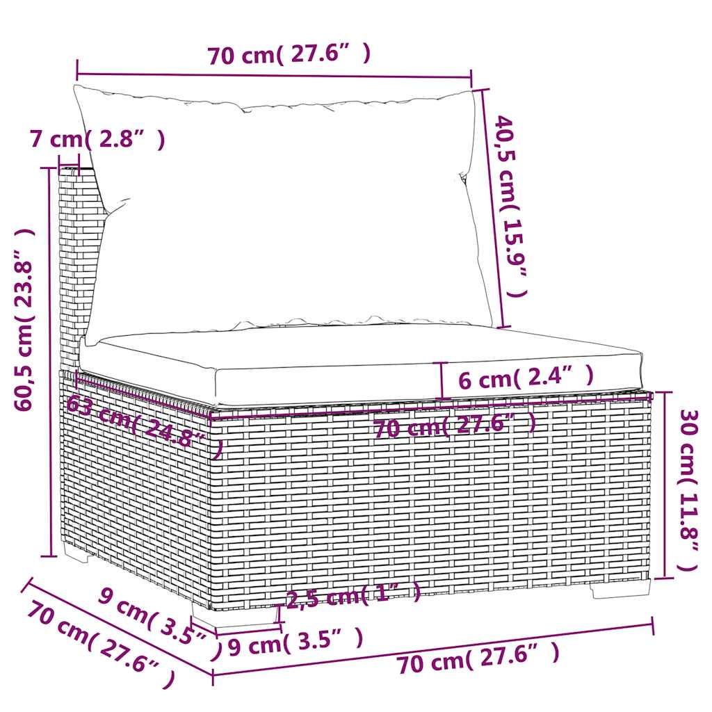 vidaXL Salon de jardin 4 pcs avec coussins Noir Résine tressée
